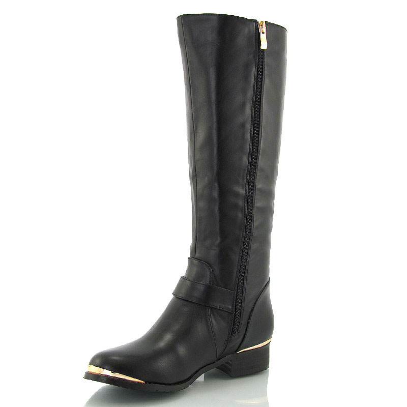 black riding boots with gold zipper